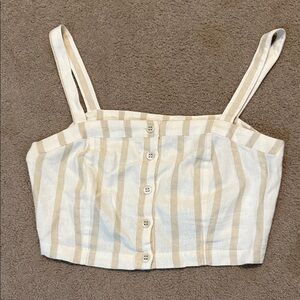 New York & Company Beige and White Striped  Top